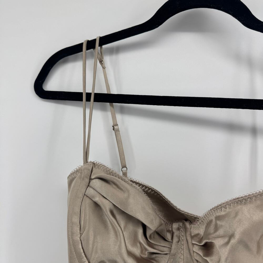 House of CB Chantal Satin Corset Crop Top - Size Small Plus Cup - Sand - Picture 4 of 8